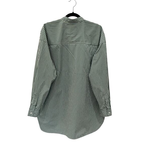 Frank & Eileen Shirley Supreluxe Italian Cotton Green Stripe Oversized Shirt XL - Picture 7 of 12